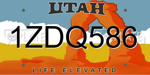 1ZDQ586 Utah License Plate