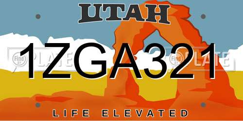1ZGA321 Utah License Plate