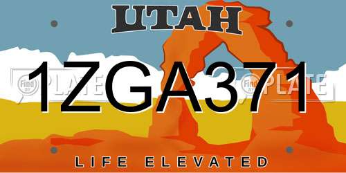 1ZGA371 Utah License Plate