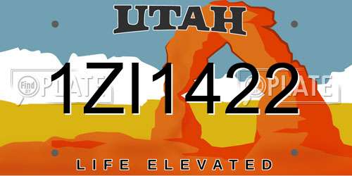 1ZI1422 Utah License Plate