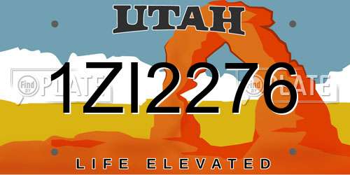 1ZI2276 Utah License Plate