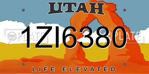 1ZI6380 Utah License Plate