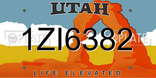 1ZI6382 Utah License Plate