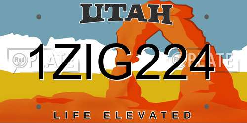 1ZIG224 Utah License Plate