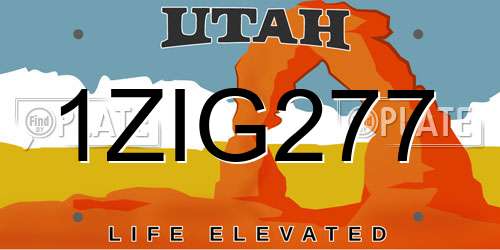 1ZIG277 Utah License Plate