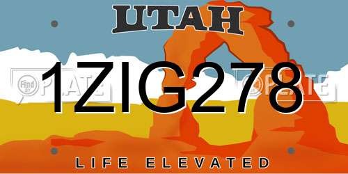 1ZIG278 Utah License Plate