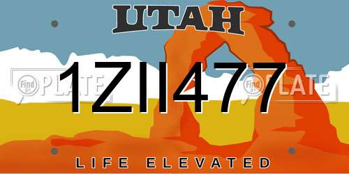 1ZII477 Utah License Plate