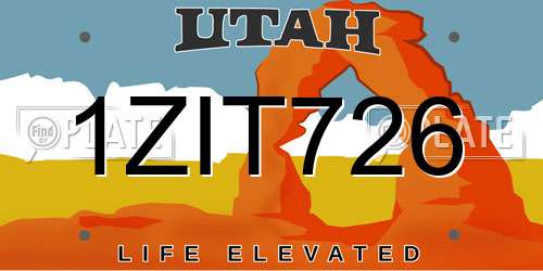 1ZIT726 Utah License Plate