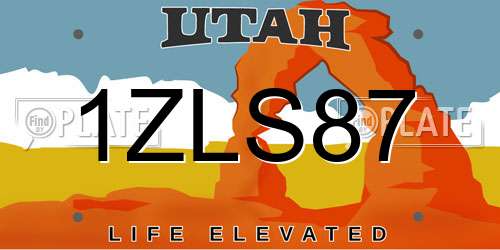 1ZLS87 Utah License Plate