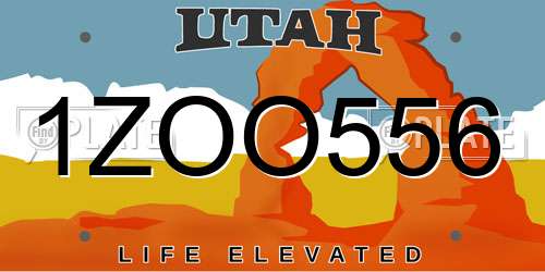 1ZOO556 Utah License Plate