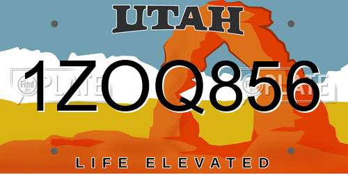 1ZOQ856 Utah License Plate
