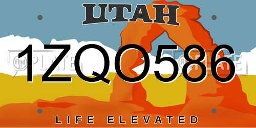 1ZQO586 Utah License Plate