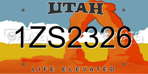 1ZS2326 Utah License Plate