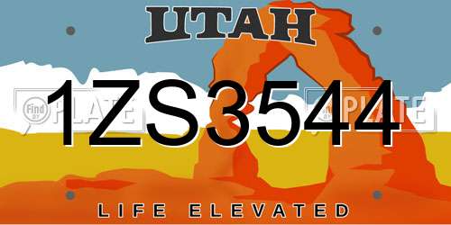 1ZS3544 Utah License Plate