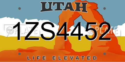 1ZS4452 Utah License Plate