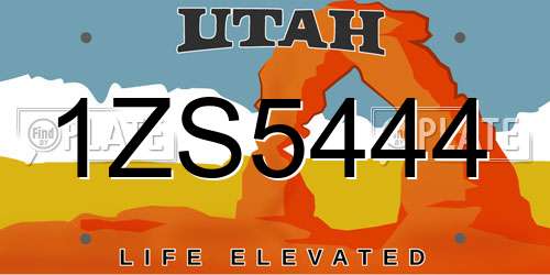 1ZS5444 Utah License Plate