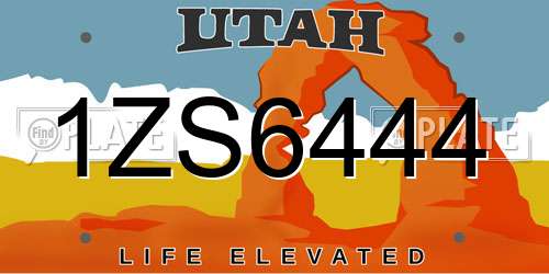 1ZS6444 Utah License Plate