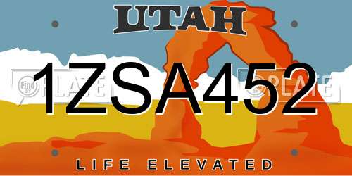 1ZSA452 Utah License Plate