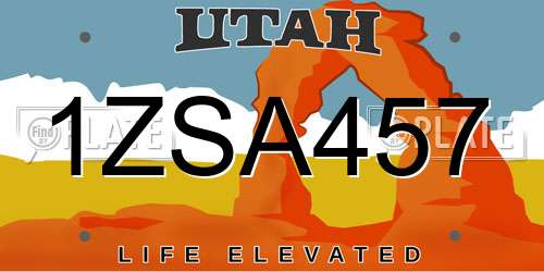 1ZSA457 Utah License Plate