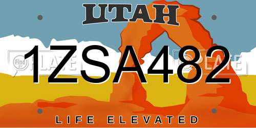 1ZSA482 Utah License Plate