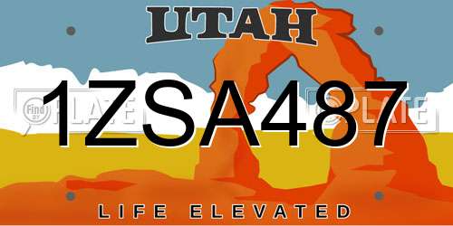 1ZSA487 Utah License Plate