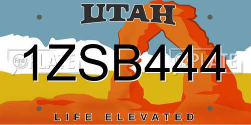1ZSB444 Utah License Plate