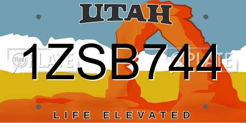 1ZSB744 Utah License Plate