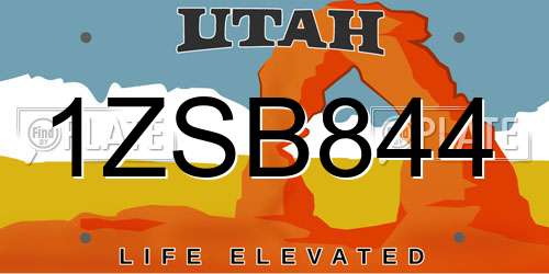 1ZSB844 Utah License Plate