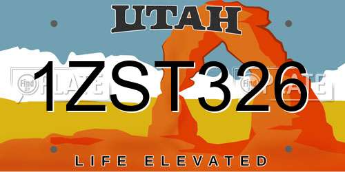 1ZST326 Utah License Plate