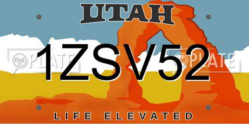 1ZSV52 Utah License Plate