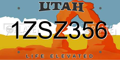 1ZSZ356 Utah License Plate