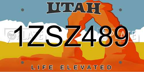 1ZSZ489 Utah License Plate
