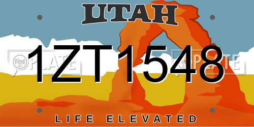1ZT1548 Utah License Plate