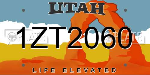 1ZT2060 Utah License Plate