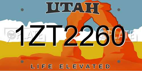 1ZT2260 Utah License Plate