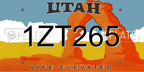 1ZT265 Utah License Plate