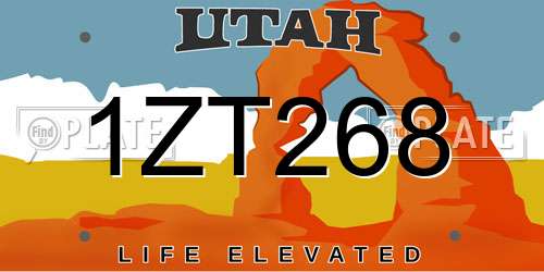 1ZT268 Utah License Plate