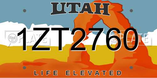 1ZT2760 Utah License Plate