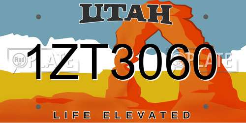 1ZT3060 Utah License Plate