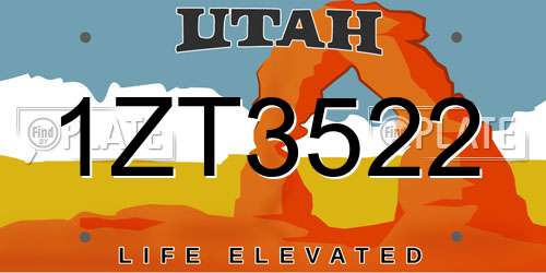 1ZT3522 Utah License Plate