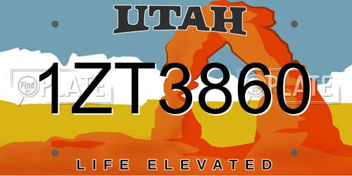 1ZT3860 Utah License Plate