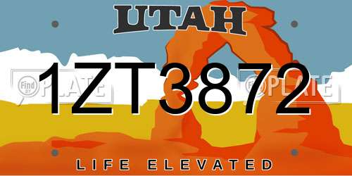 1ZT3872 Utah License Plate