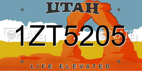 1ZT5205 Utah License Plate