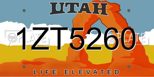 1ZT5260 Utah License Plate