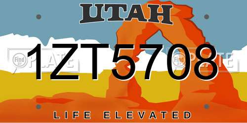 1ZT5708 Utah License Plate