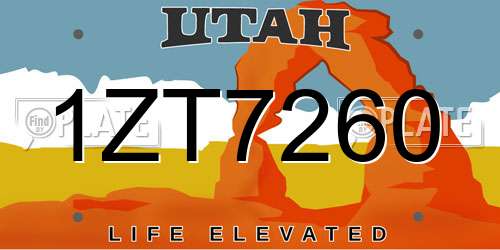 1ZT7260 Utah License Plate