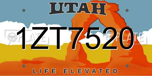 1ZT7520 Utah License Plate