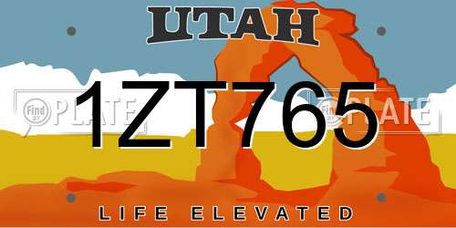 1ZT765 Utah License Plate