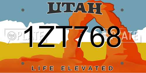 1ZT768 Utah License Plate