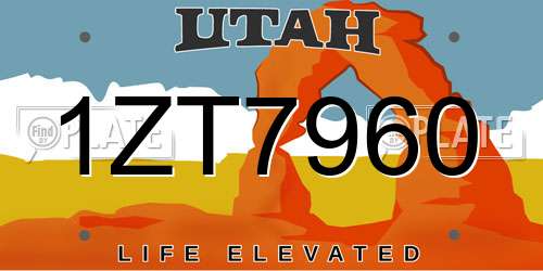 1ZT7960 Utah License Plate